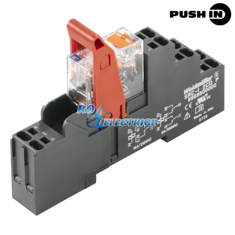 RCIKIT 24VDC 2CO LD/PB; RIDERSERIES, Relays, No. of contacts: 2, CO contact with test button, AgNi 90/10, Rated control voltage: 24 V DC, Continuous c