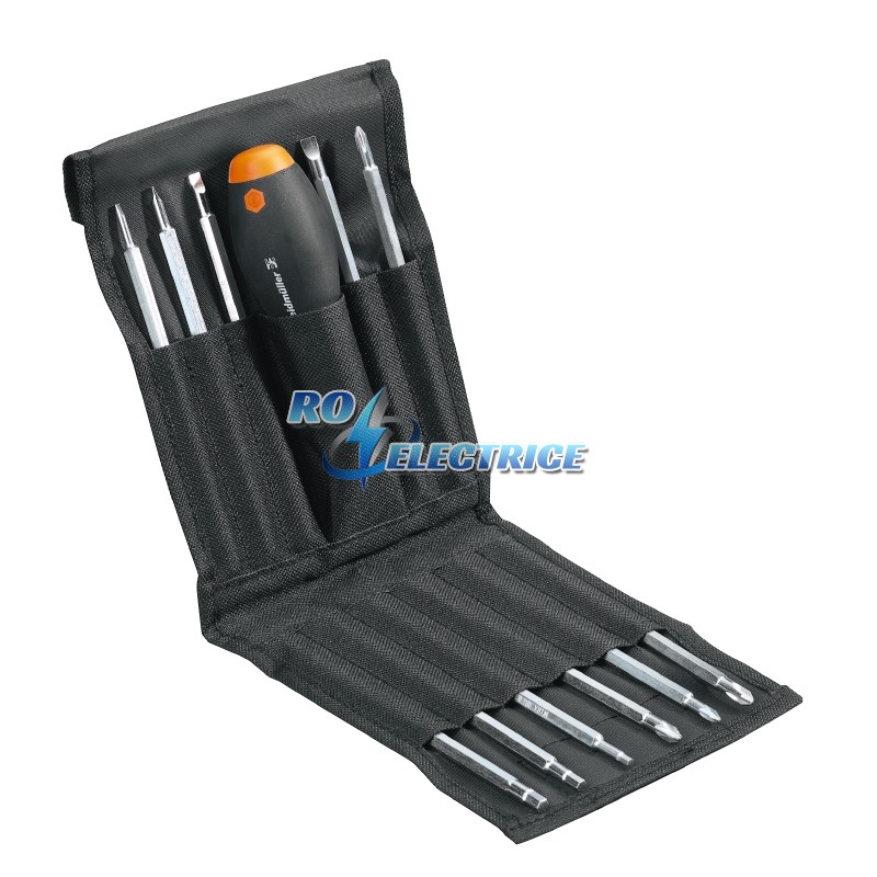 SYSTEM 11+1; Screwdriver set with interchangeable bits, Blade length: 140 mm, 